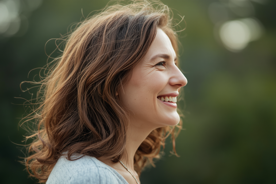Femme de 45 ans Femme entre 40 et 55 ans. Périménopause, vie professionnelle dense, charge familiale, gestion de tout en même temps.