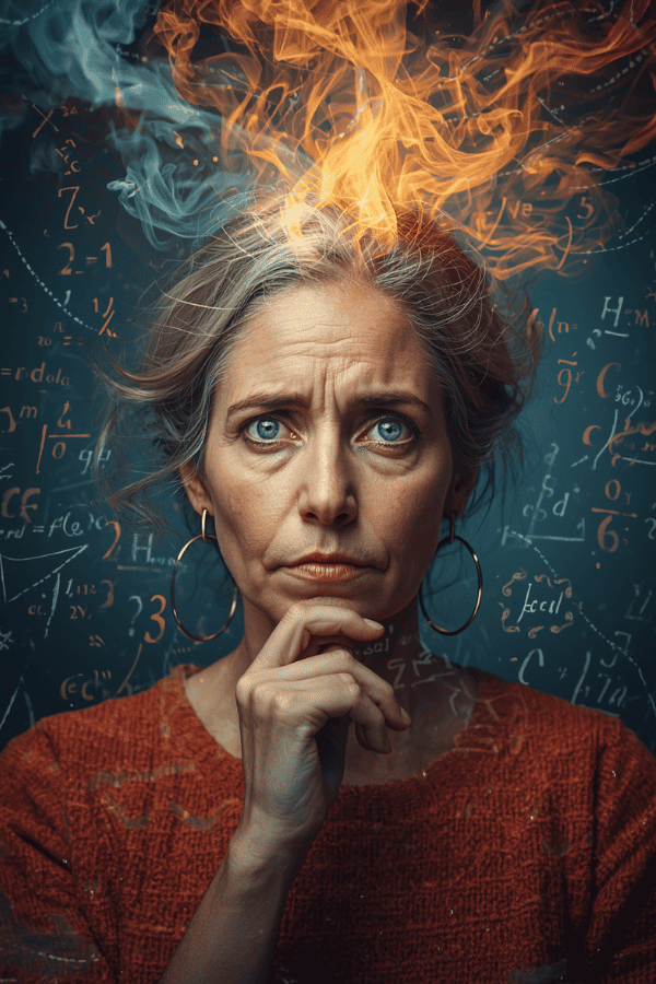 Femme fatiguée pensive. Femme fatiguée pensive. Manifestation d'un système nerveux dérégulé.