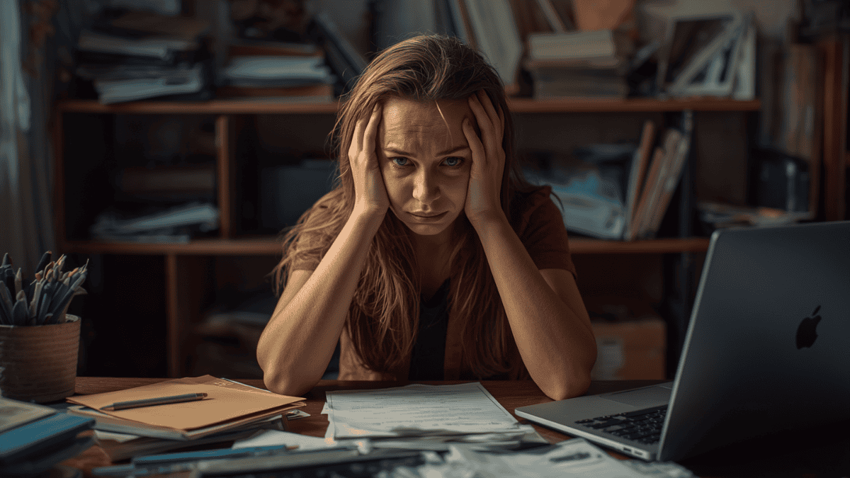 Femme active concentrée et fatiguée, illustration sur le lien entre TDAH, charge mentale et système nerveux